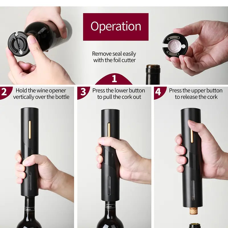 Electric Wine Opener Set with Battery and Beer Opener
